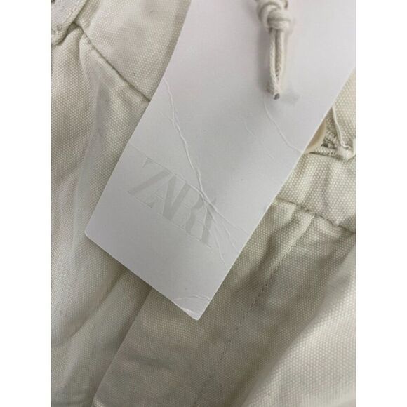 Zara Mens Pants XL Cream Ecru Relaxed Fit Pleated Cotton 8527/409 NWT - Picture 5 of 11